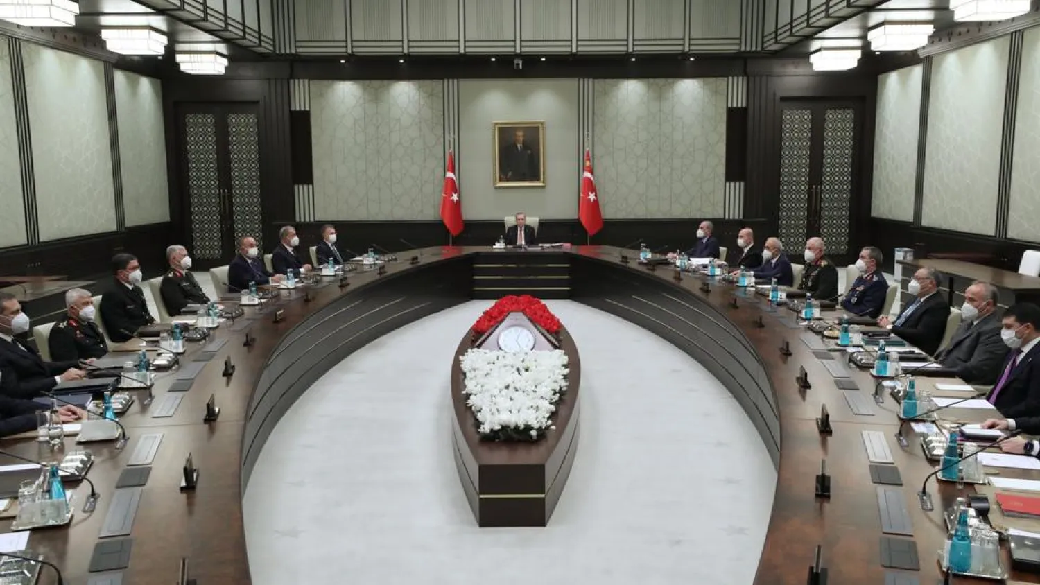 Turkish President Recep Tayyip Erdogan chairs a meeting of National Security Council at the Presidential Complex in Ankara, Turkey on March 30, 2021. (AA)

