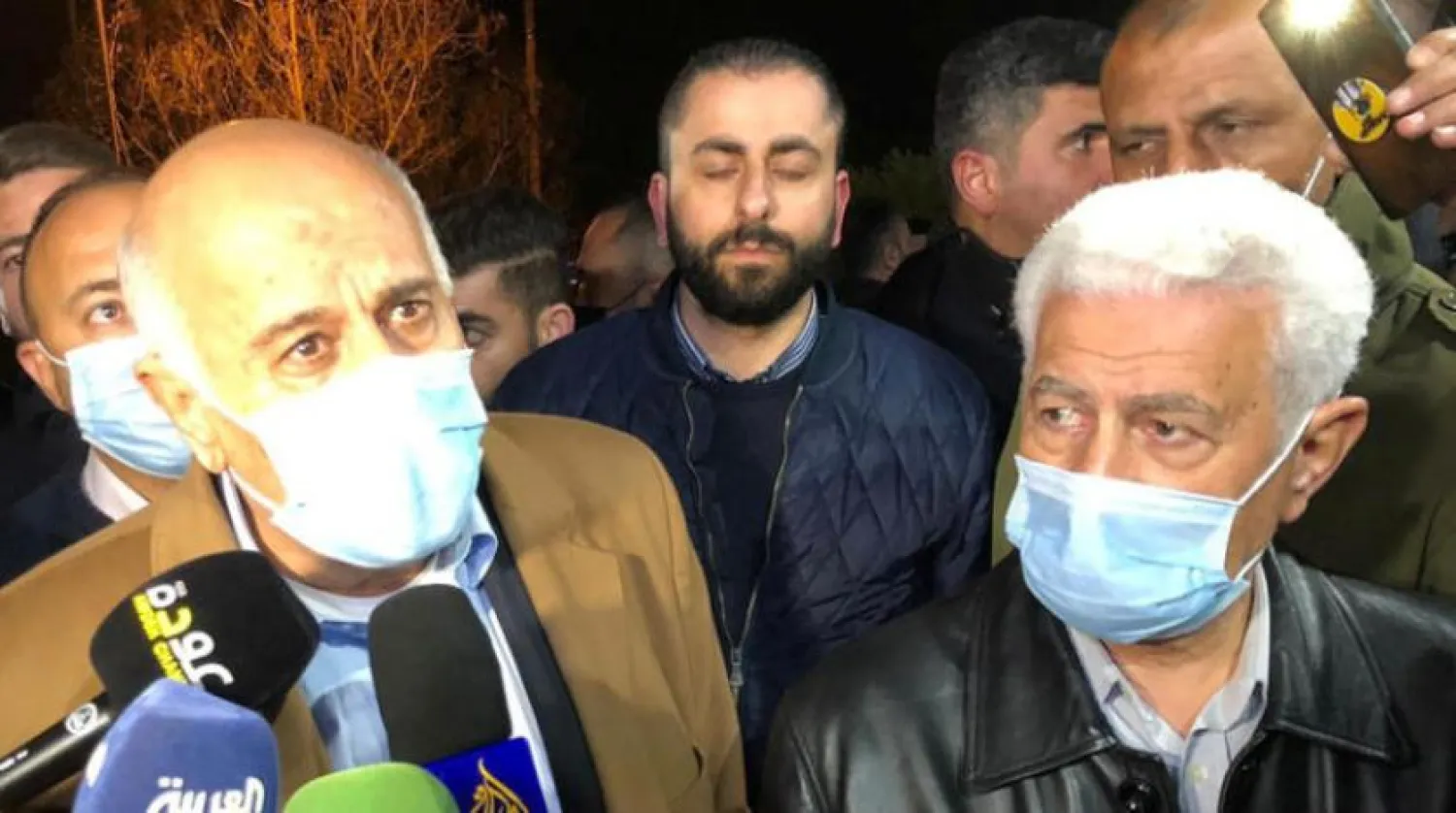 Fatah Central Committee member, Jibril Rajoub at the election center on Wednesday to register the movement’s list. (Reuters)