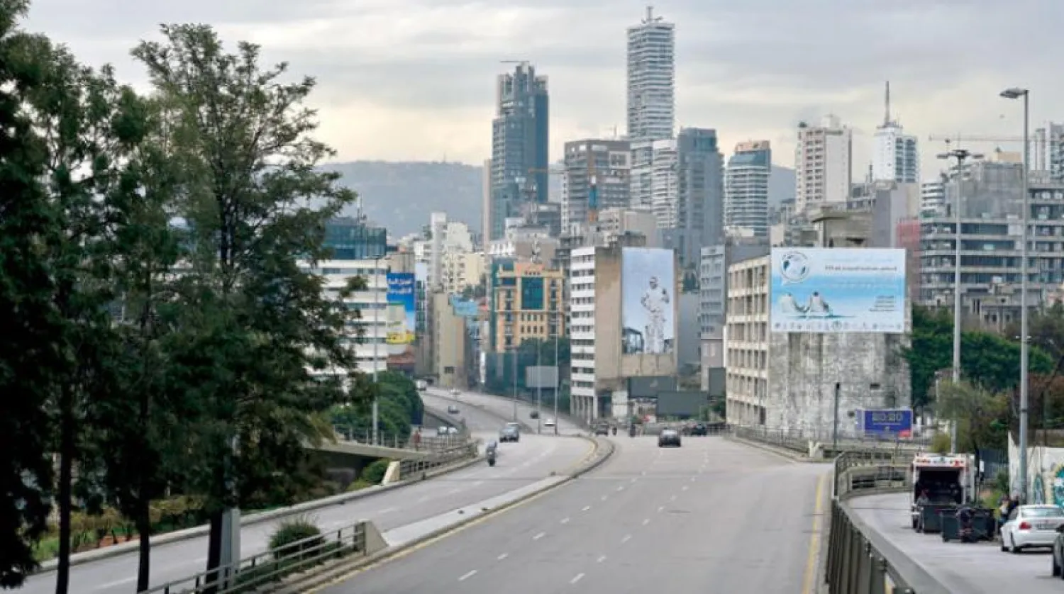 A highway in Beirut is empty amid a new lockdown on Saturday. (EPA)