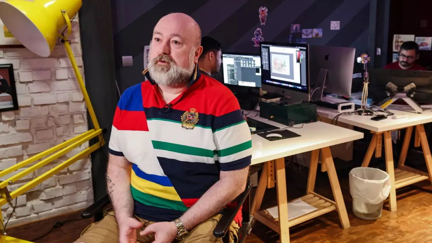 Geraint Bungay, CEO of Boss Bunny Games, speaks during an interview with AFP at his company's premises in Dubai. (AFP)