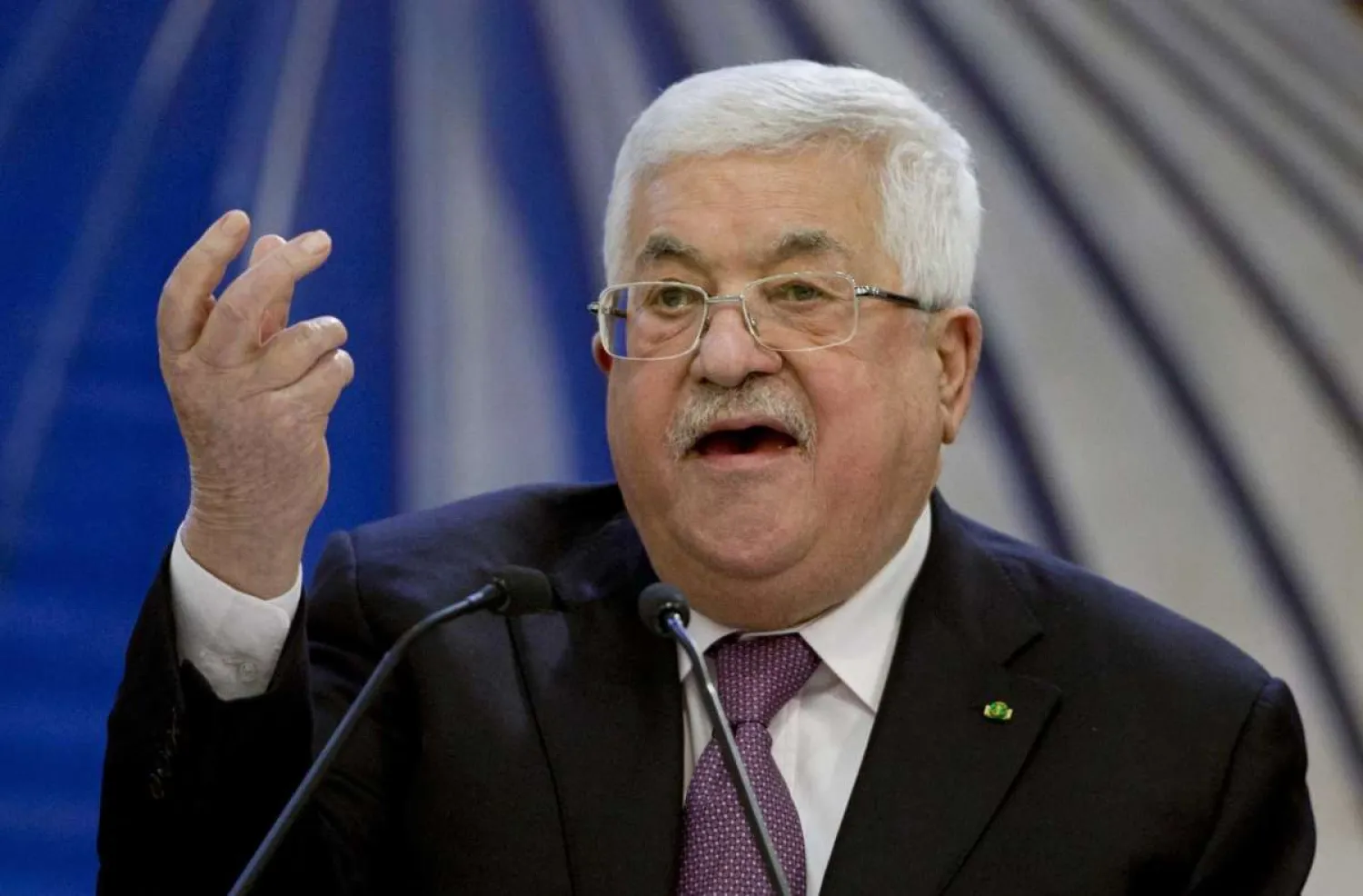 In this Jan. 22, 2020 file photo, Palestinian President Mahmoud Abbas speaks after a meeting of the Palestinian leadership in the West Bank city of Ramallah. Palestinian President Mahmoud Abbas flew to Jordan by helicopter on Monday ahead of an official visit to Germany on which he will undergo a health exam, officials said. (AP Photo/Majdi Mohammed, File)