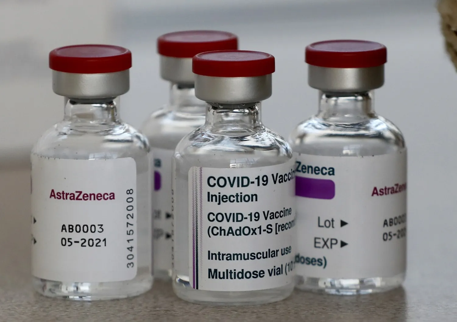 In this Feb. 5, 2021, photo, vials of AstraZeneca vaccine ready to be used at the Wellcome Center in London. (AP)