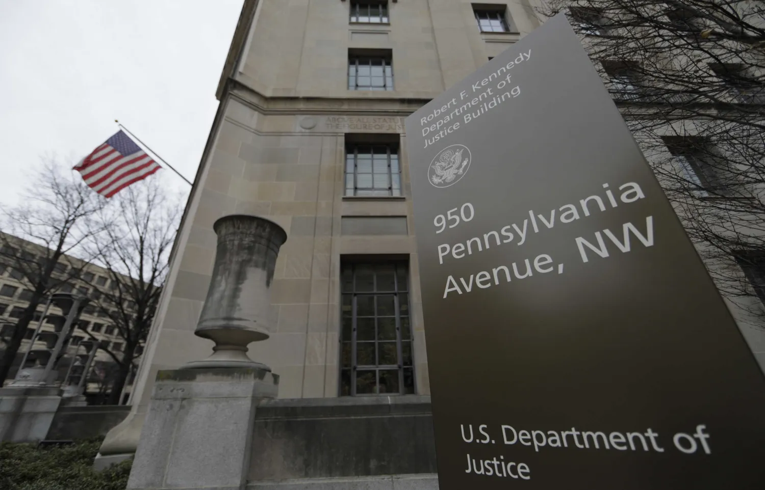 FILE - A general view of the Department of Justice building is seen in Washington, Feb 1, 2018. Reuters