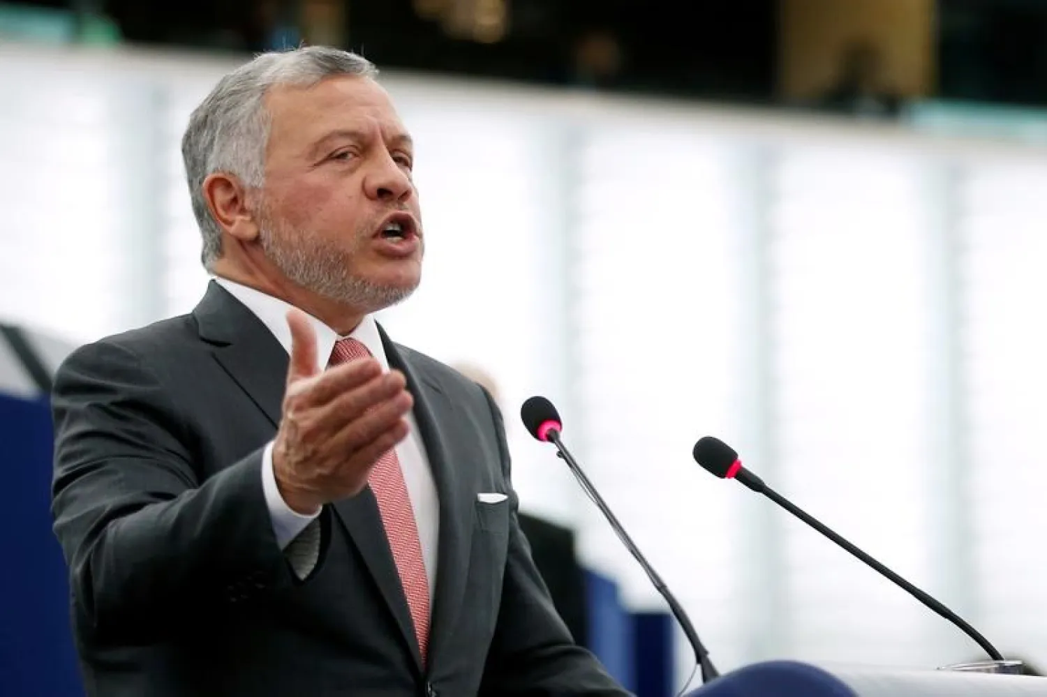 King of Jordan Abdullah II addresses the European Parliament in Strasbourg, France January 15, 2020. (Reuters)