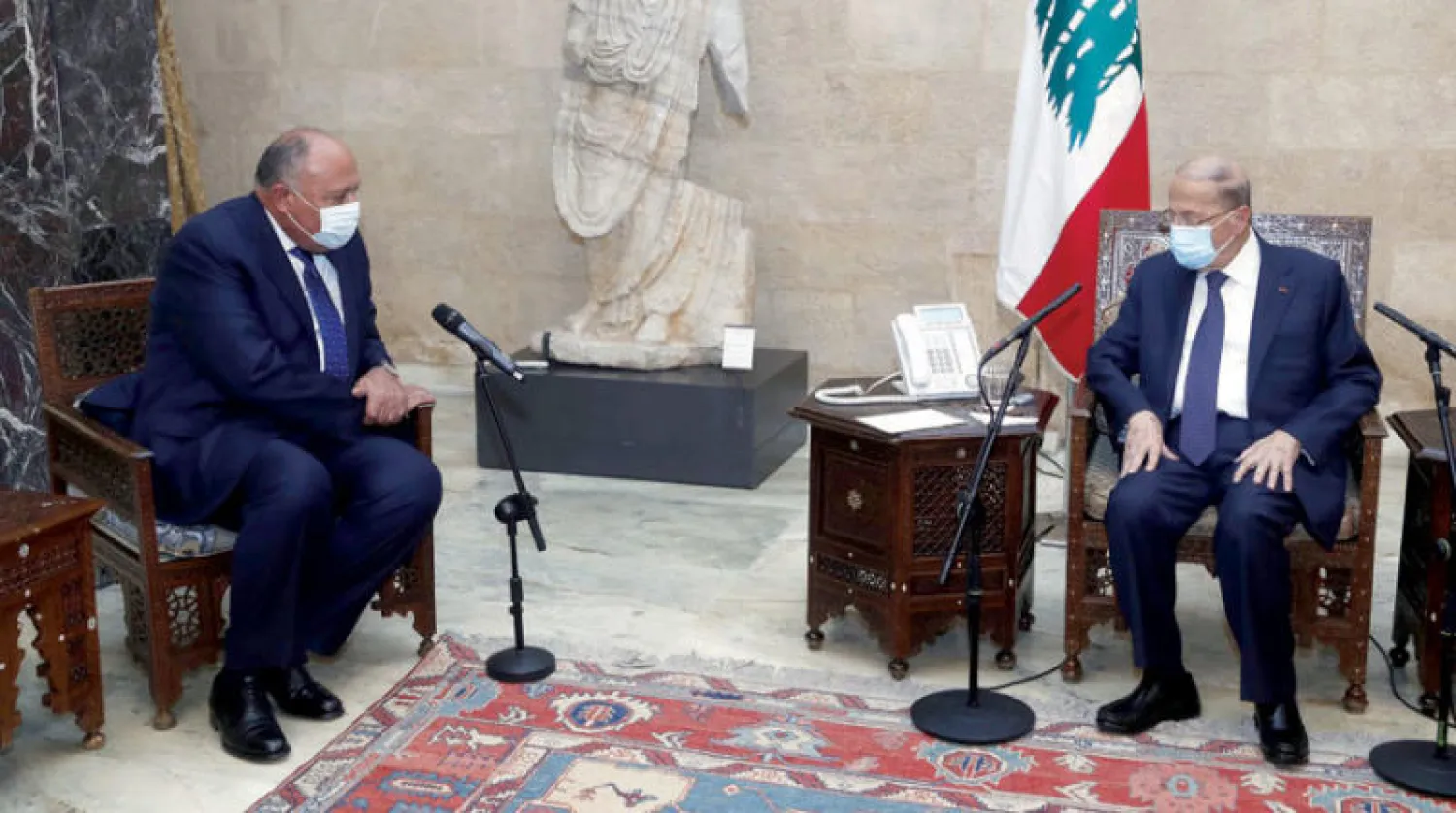 الرئيس ميشال عون مستقبلاً الوزير سامح شكري أمس (دالاتي ونهرا)
