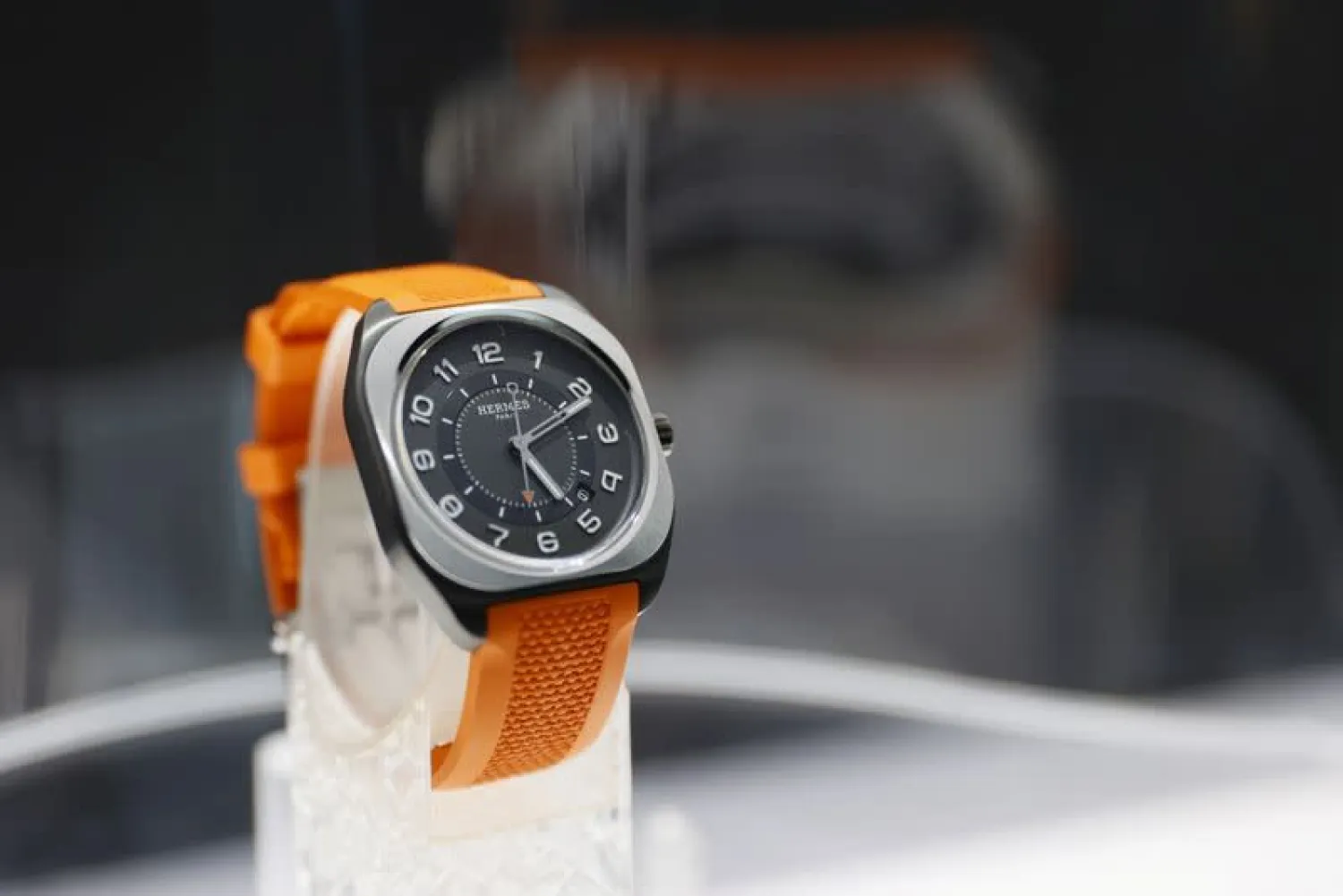 The HO8 model of Hermes is pictured during a media presentation at the Watches & Wonders in Geneva, Switzerland, April 6, 2021. (Reuters)