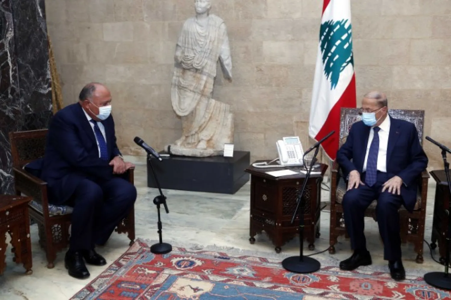 Egyptian FM Sameh Shoukry during his visit to President Michel Aoun (Lebanese Presidency)