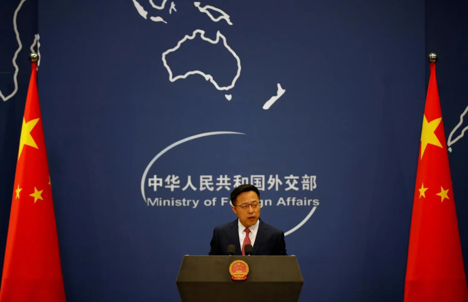 FILE PHOTO: Chinese Foreign Ministry spokesman Zhao Lijian attends a news conference in Beijing, China April 8, 2020. REUTERS/Carlos Garcia Rawlins