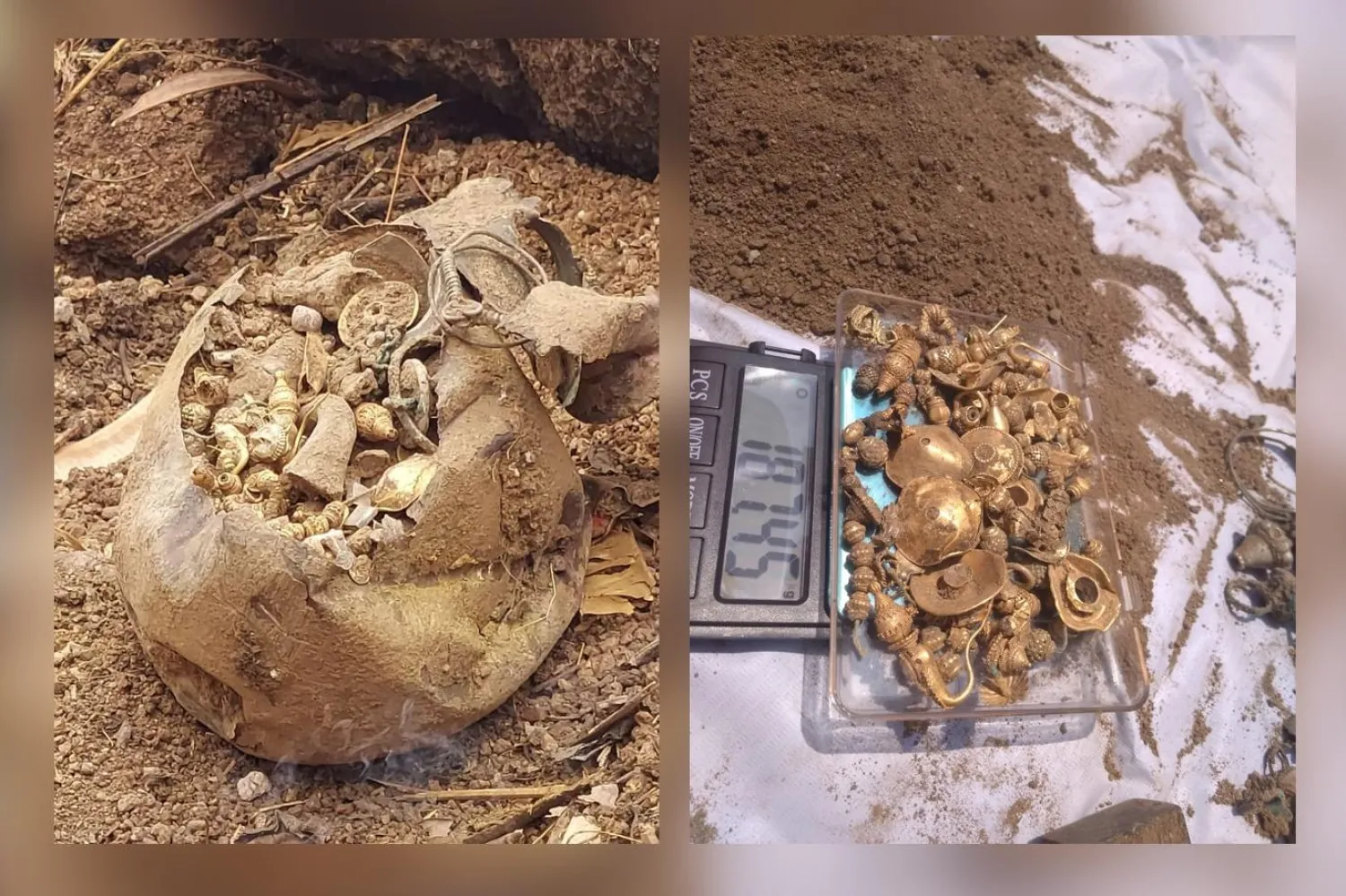 10 TV adlı yerel bir televizyon kanalı daha önce, bölgede çok sayıda çetenin hazine bulmak için yasadışı kazılar yaptığını öne sürmüştü (Twitter / @sudhakarudumula)