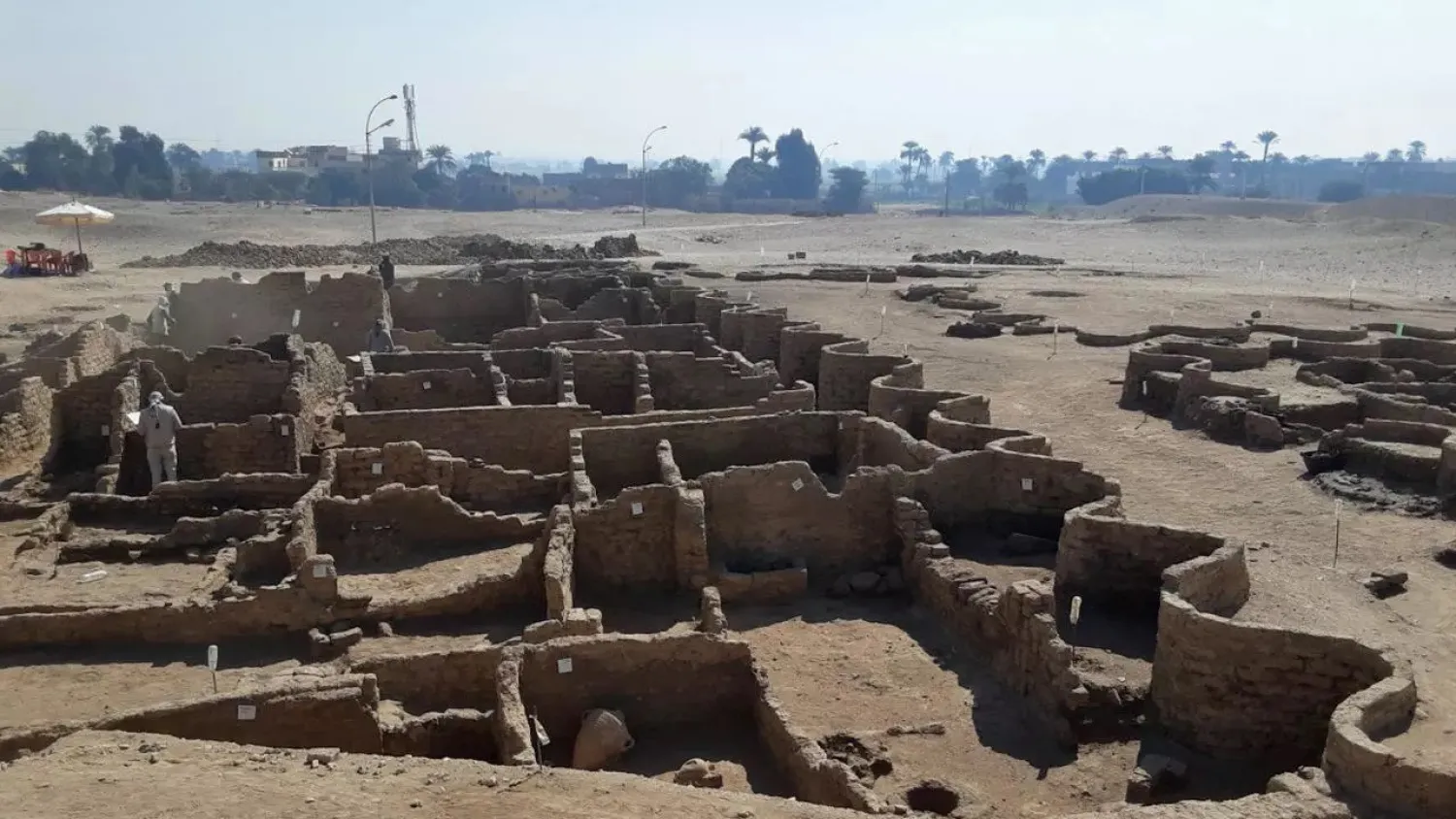 The team began excavations in September between the temples of Ramses III and Amenhotep III near Luxor, some 500 kilometers (300 miles) south of Cairo. (Egyptian Ministry of Antiquities/AFP)