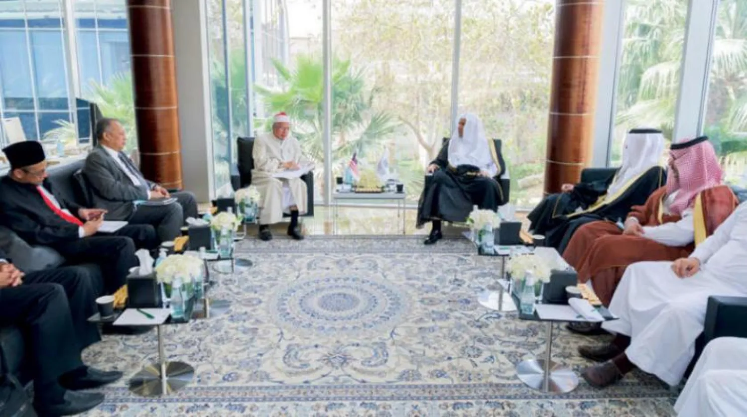 Muslim World League secretary-general Mohammed al-Issa, with Malaysia’s minister of Islamic affairs, Dhul-Kifl Mohammed al-Bakri (Asharq Al-Awsat)
