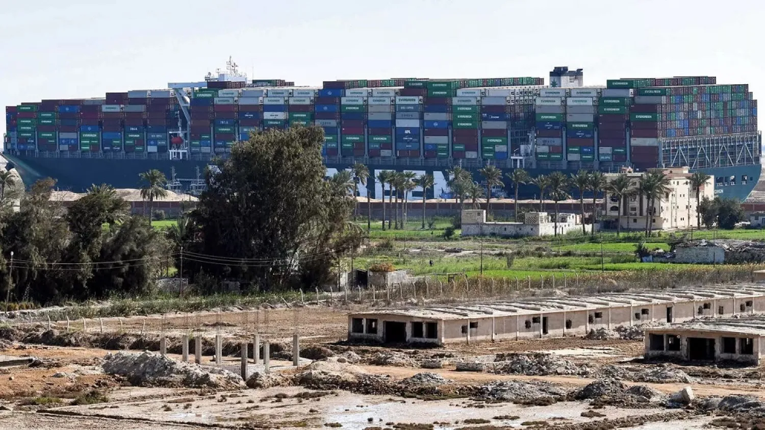 The giant container ship MV Ever Given pictured on March 29, the day it was dislodged after being diagonally stuck in the Suez Canal for nearly a week. (AFP)