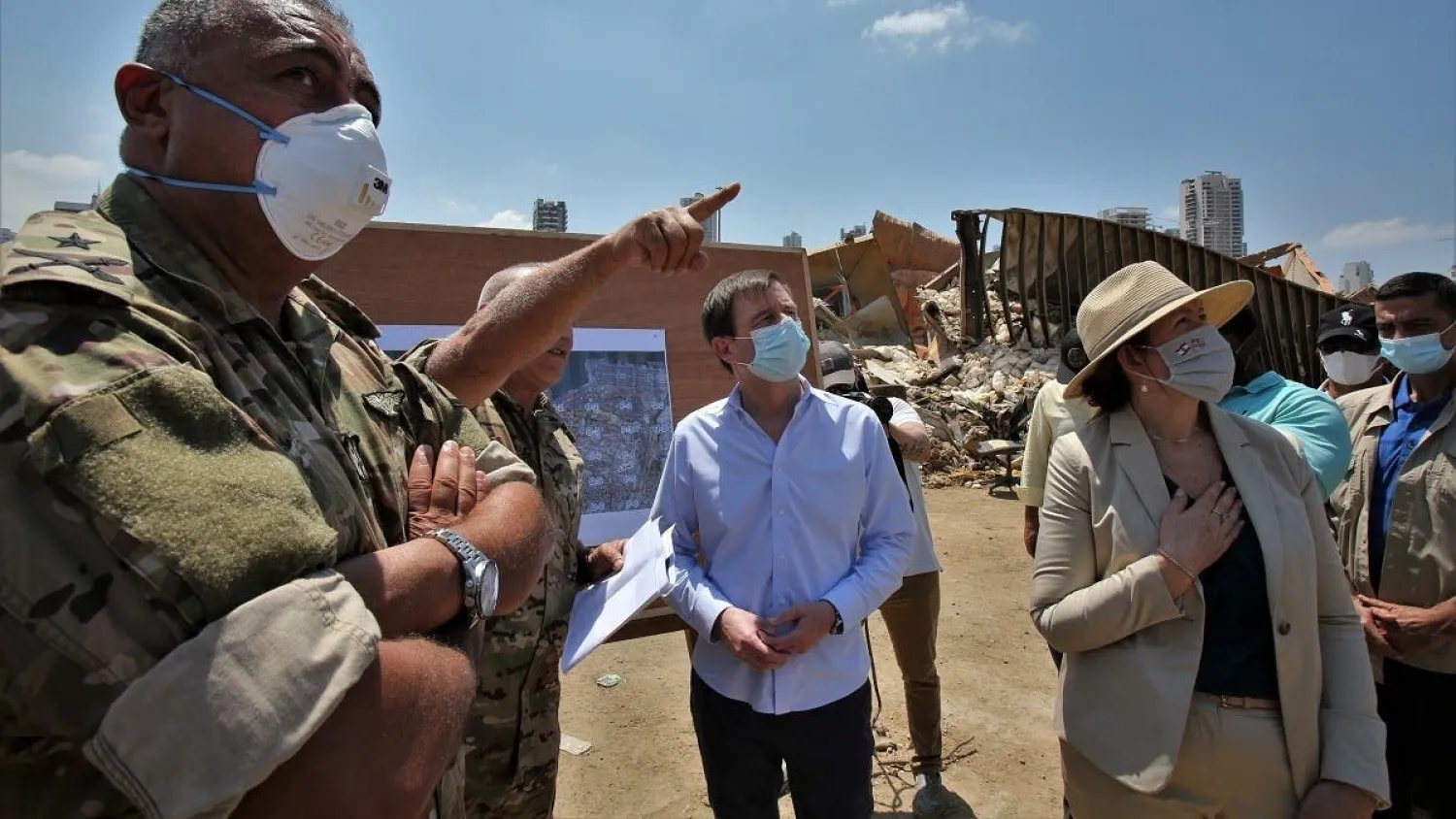 US Under Secretary of State for Political Affairs David Hale and US Ambassador to Lebanon Dorothy Shea visit the site of a massive explosion at Beirut's port. Reuters file photo