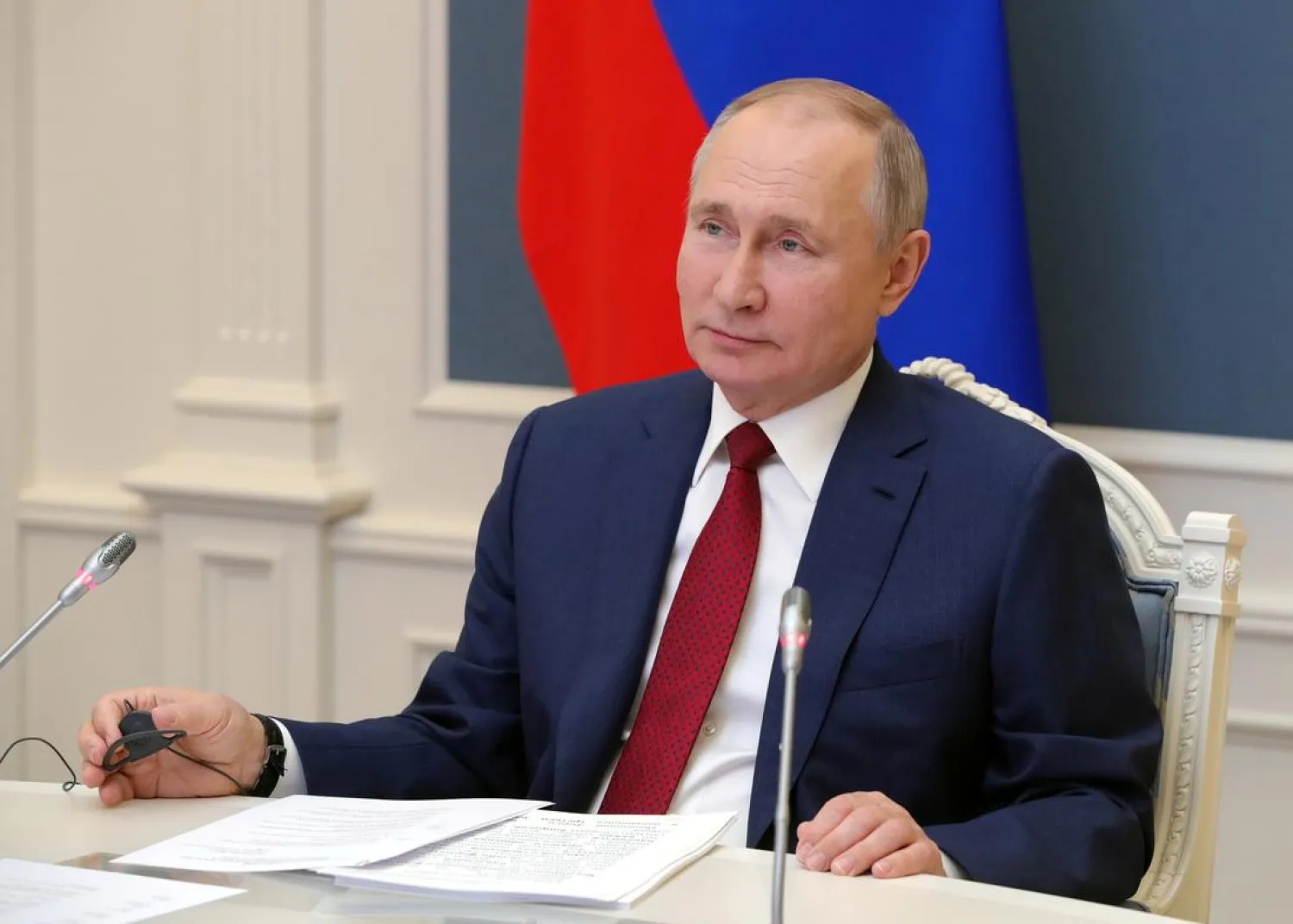 FILE PHOTO: Russia's President Vladimir Putin attends a video conference during the World Economic Forum (WEF) of the Davos Agenda, in Moscow, Russia January 27, 2021. Sputnik/Mikhail Klimentyev/Kremlin via REUTERS