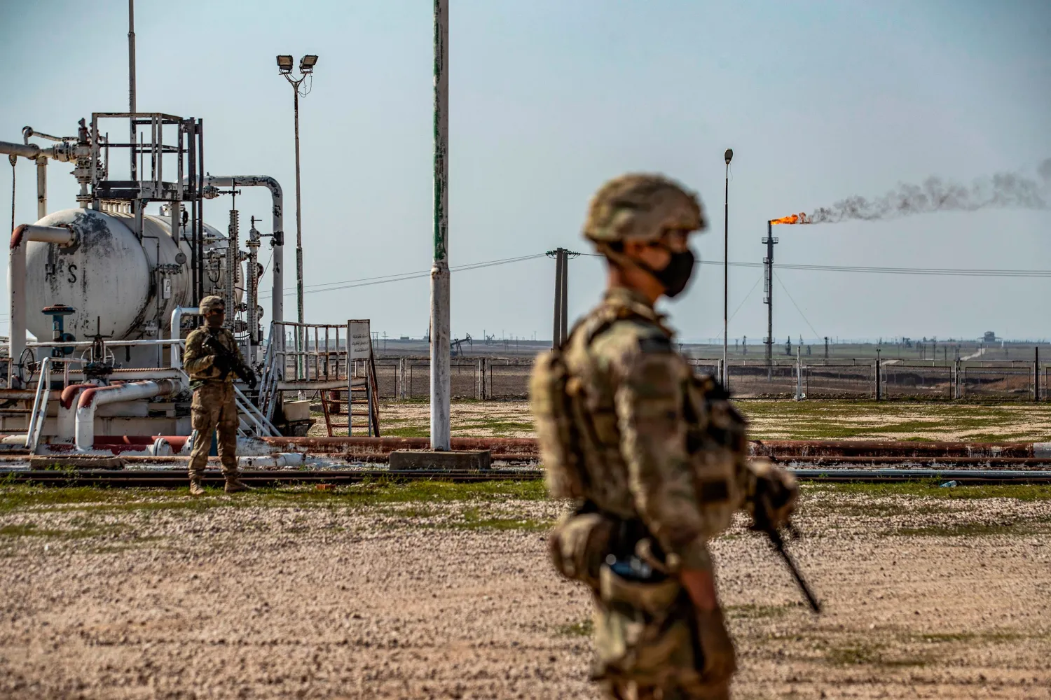 US soldiers patrol Syrian oil fields in February. (Getty Images)
