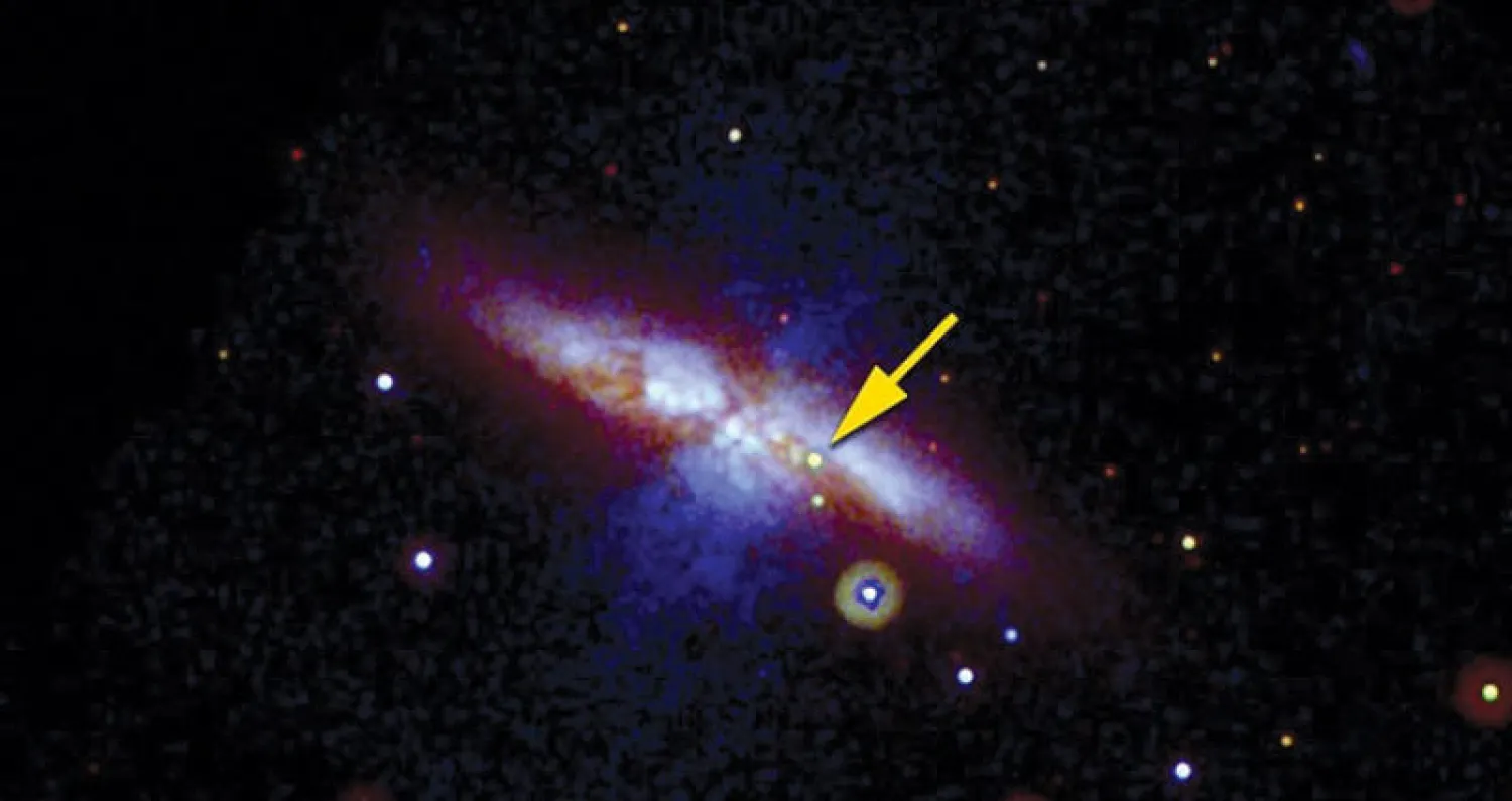 صورة لأحدث مستعر اكتُشف في يناير 2014 بمجرة «مسييه 82»