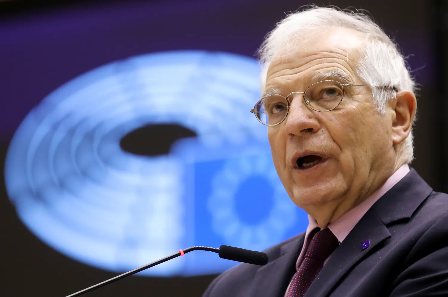 European High Representative of the Union for Foreign Affairs and Security Policy, Josep Borrell speaks at a debate following his visit to Russia, during a plenary session of the European Parliament in Brussels, Belgium, February 9, 2021. Olivier Hoslet/Pool via REUTERS