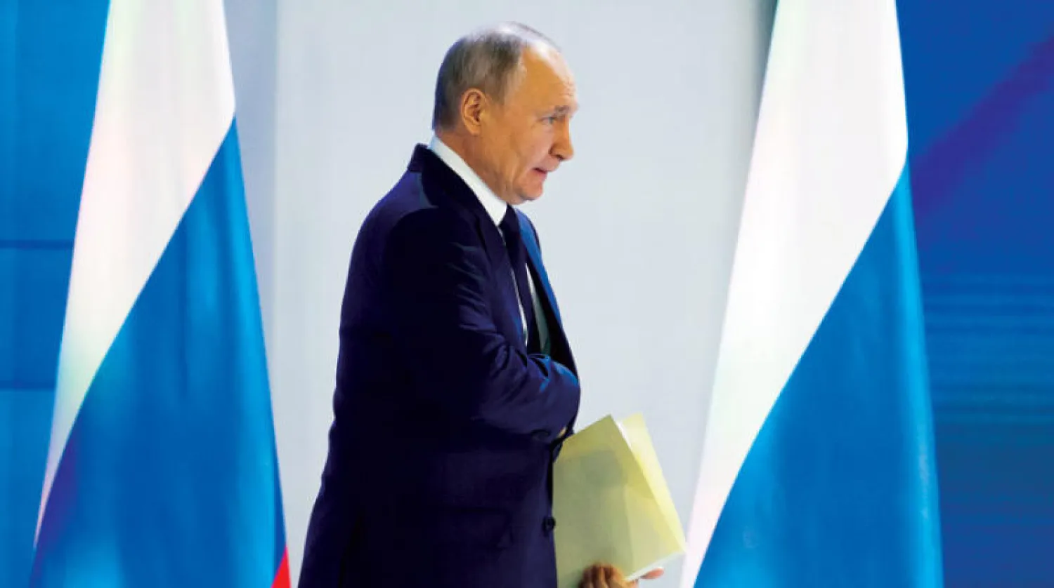 حمل خطاب بوتين الرئاسي لهجة تحذير قوية للغرب على خلفية تفاقم التوتر والمخاوف من الانزلاق نحو مواجهة واسعة في أوكرانيا (أ.ب)