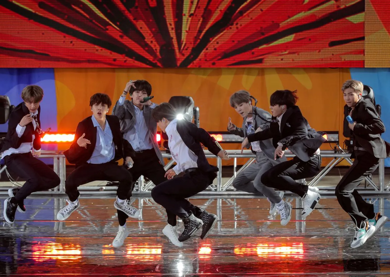 Members of K-pop band, BTS perform on ABC's “Good Morning America” show in Central Park in New York City, US, May 15, 2019. (Reuters)