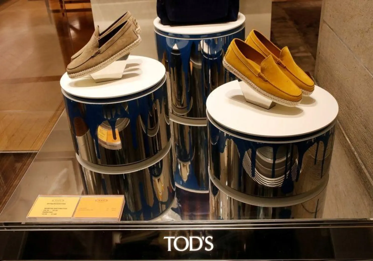 Shoes of Italian luxury shoemaker Tod's are displayed in the window of the company's store in Zurich, Switzerland, April 25, 2019. (Reuters)