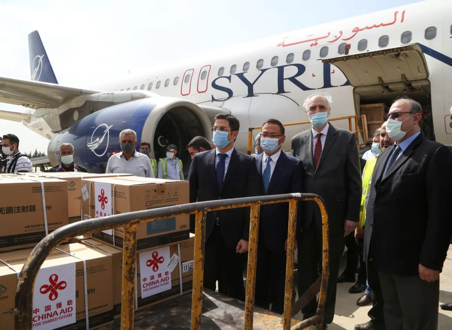 A batch of China's Sinopharm coronavirus disease (COVID-19) vaccine arrives as a donation at the airport in Damascus, Syria April 24, 2021. (Reuters)