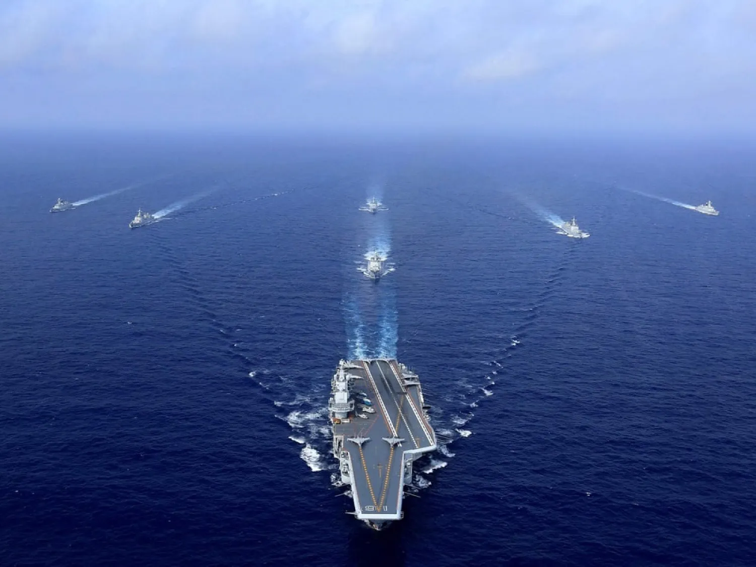 China’s aircraft carrier, the Liaoning, sailing during a drill at sea. (Getty Images)