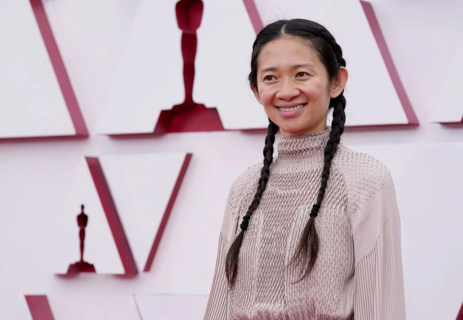 Chloe Zhao arrives at the 93rd Academy Awards, at Union Station, in Los Angeles, US, April 25, 2021. Chris Pizzello/Pool via REUTERS
