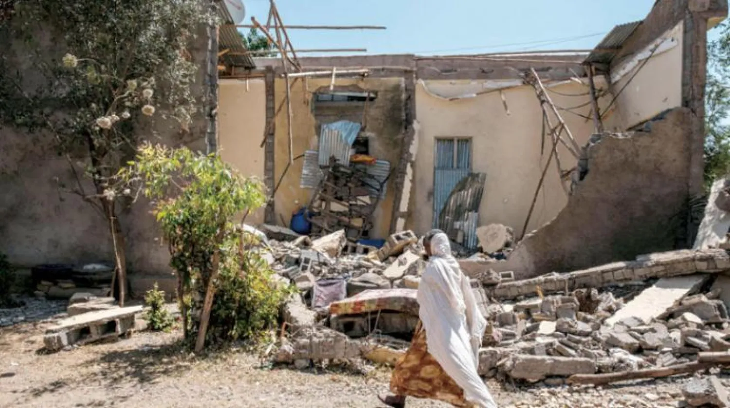 1 Mart’ta Tigray bölgesinin başkentindeki Vukru kasabasında meydan gelen yıkımdan bir görüntü. (AFP)