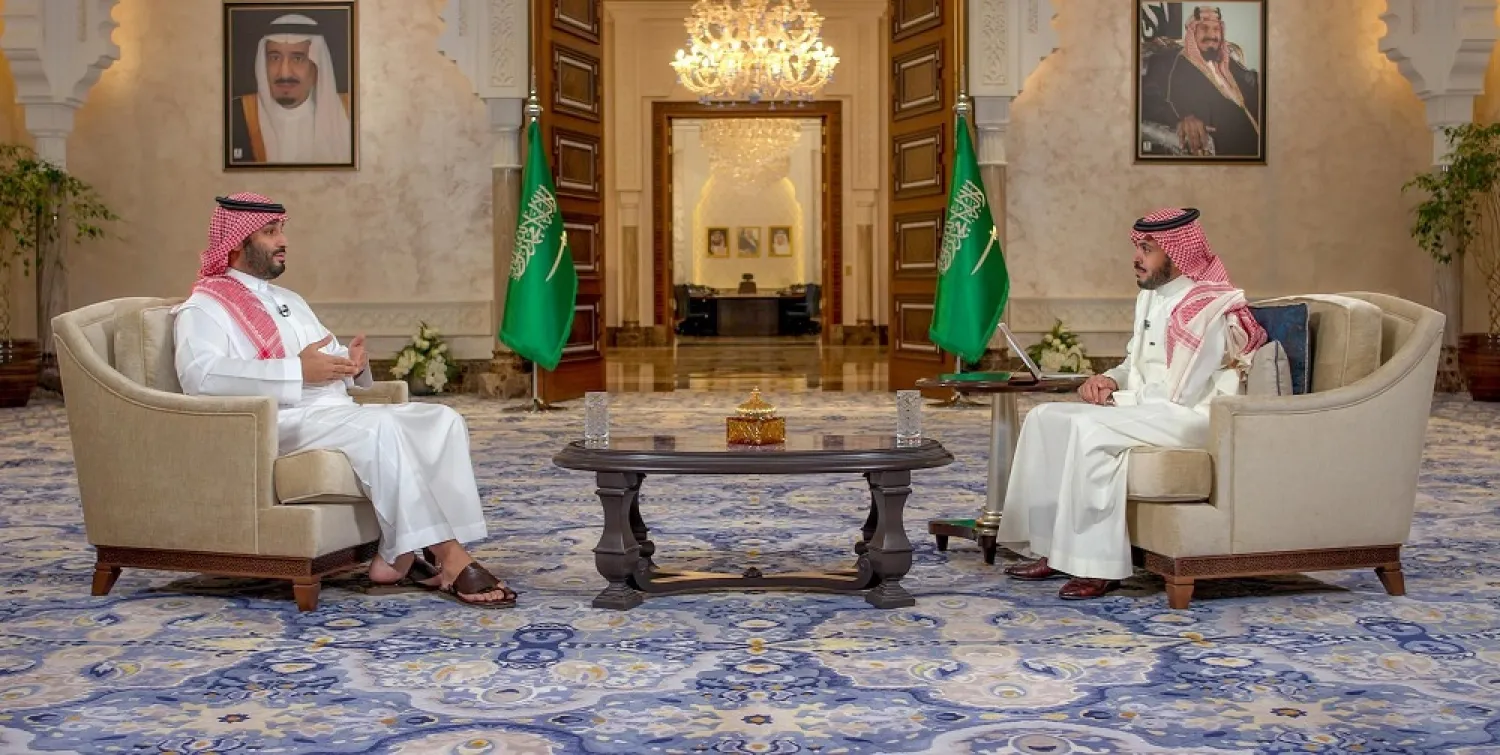 Crown Prince Mohammed bin Salman gives a televised interview on Tuesday. (SPA)