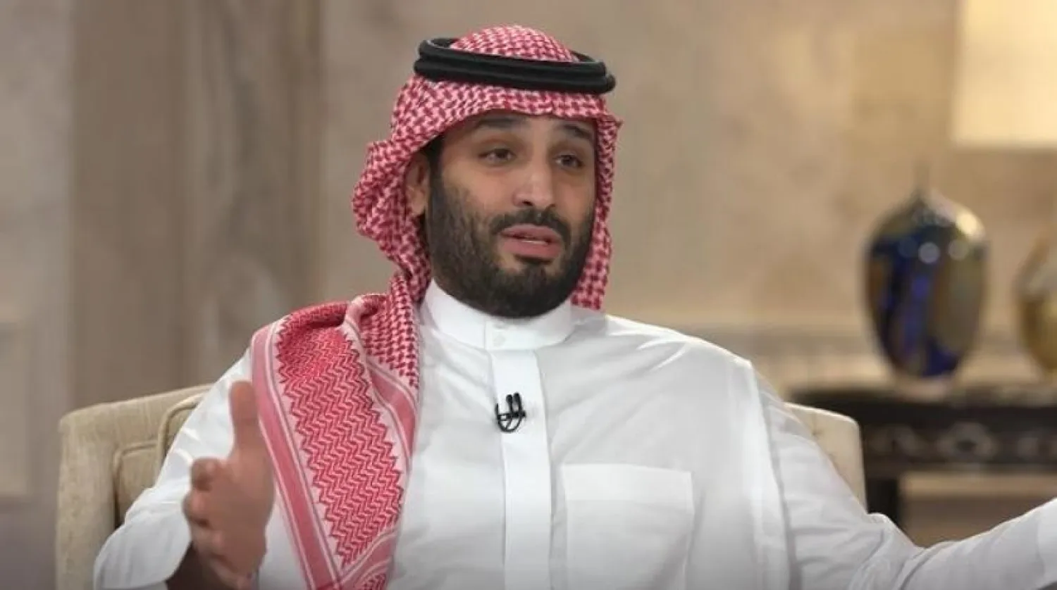 Saudi Crown Prince Mohammed bin Salman sits for a televised interview on Tuesday.