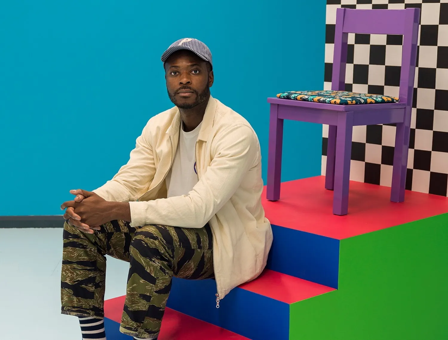 Yinka Ilori, one of two designers of the 2021 BRIT award statuettes poses for a photo at an unknown location in this image obtained by Reuters on April 28, 2021. (Reuters) 