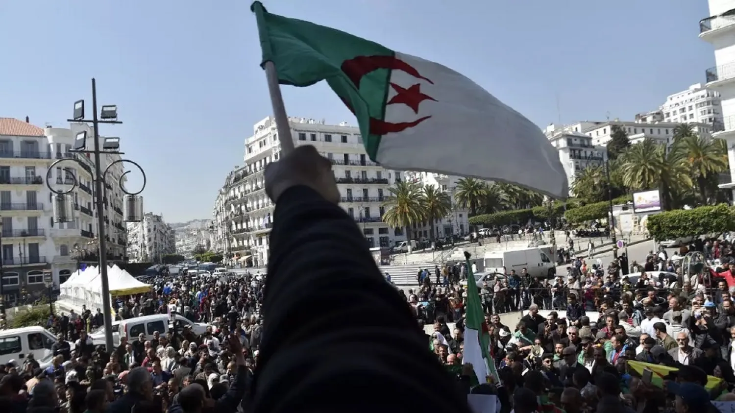 Thousands of Algerians marched through the capital denouncing what they said were sweeping arrests of members of the Hirak pro-democracy protest movement. (AFP file photo)