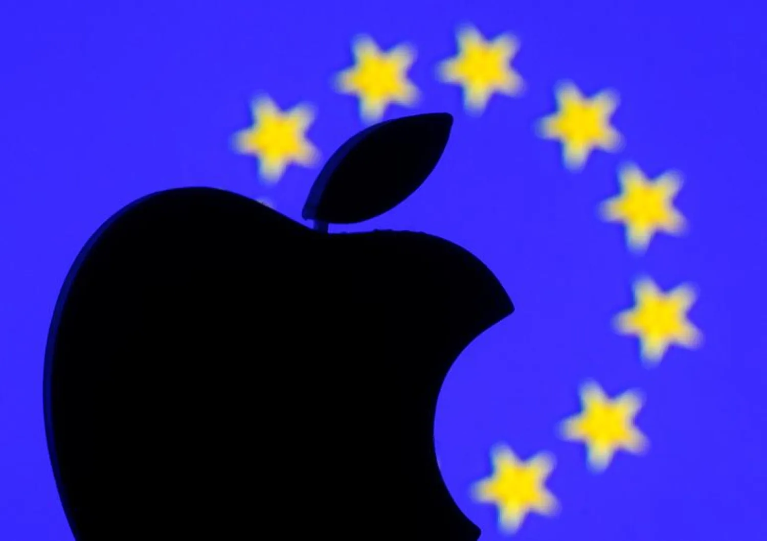 A 3D-printed Apple logo is seen in front of a displayed European Union flag in this illustration taken September 2, 2016. REUTERS/Dado Ruvic/Illustration Read Less
