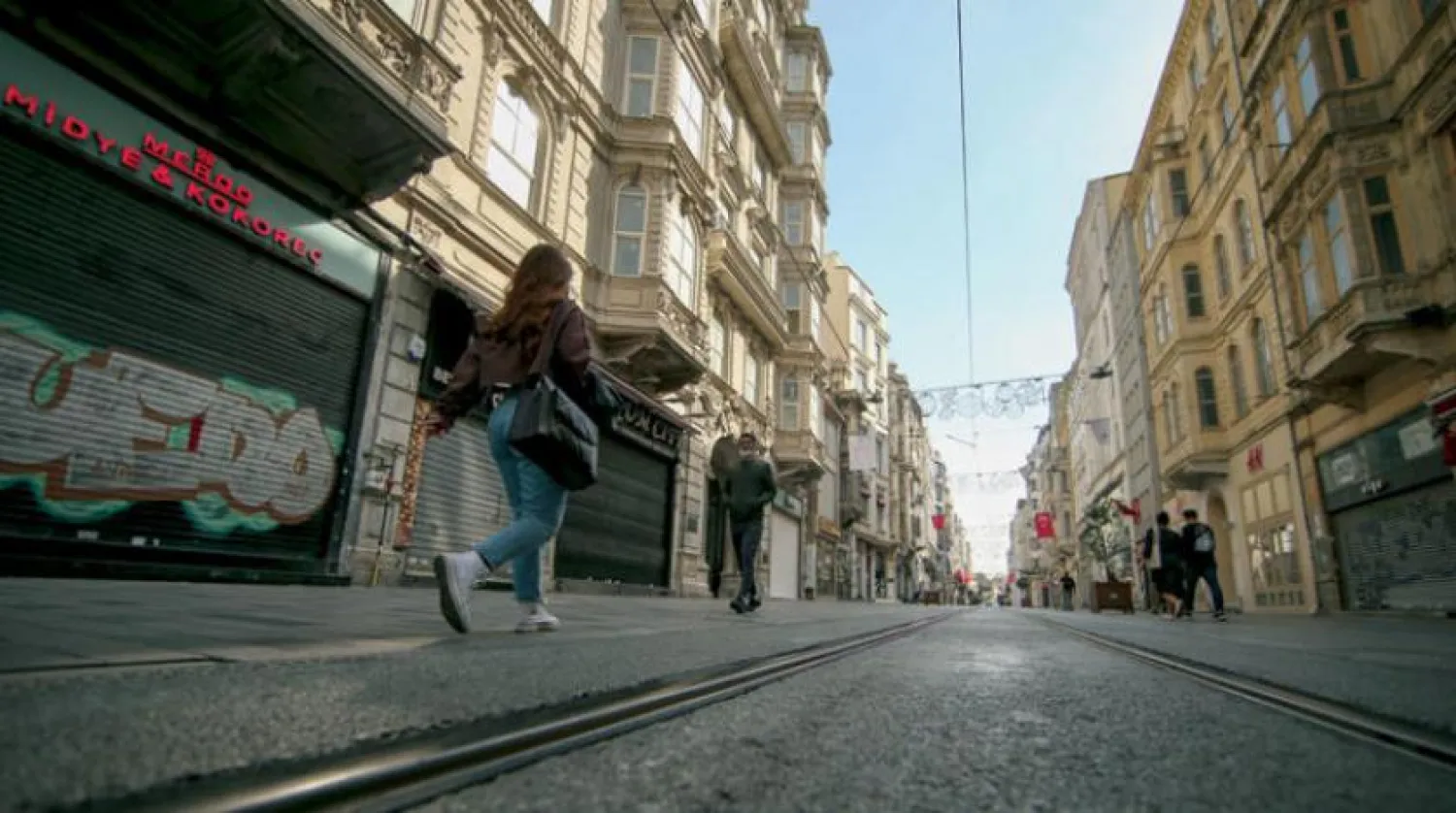 The most renowned Istiklal Street in Istanbul is almost deserted due to the low number of visitors and lockdown measures amid COVID-19 pandemic. AP