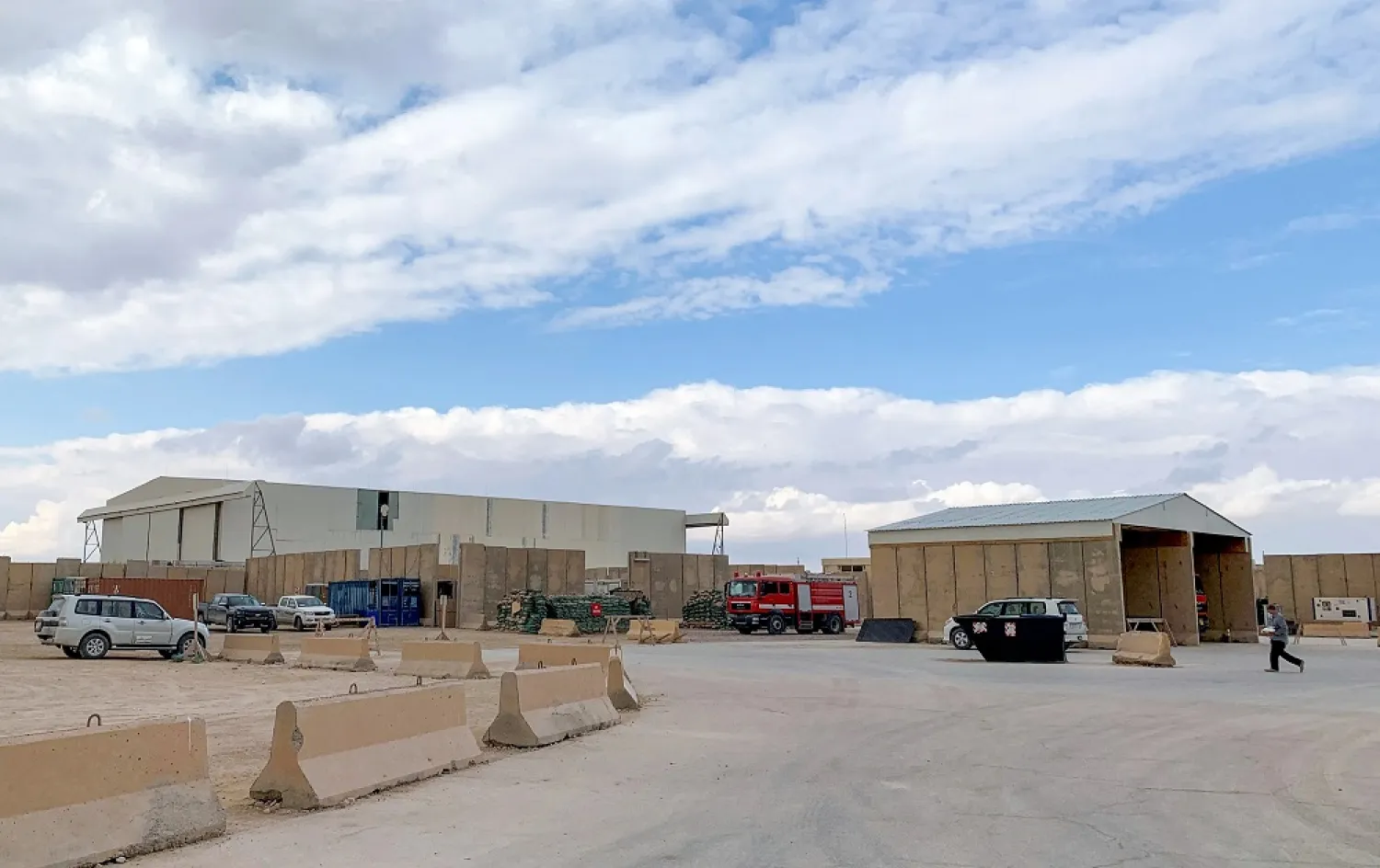 Buildings are seen during a press tour inside al-Asad military airbase in the western Iraqi province of Anbar, Jan. 13, 2020. (AFP)