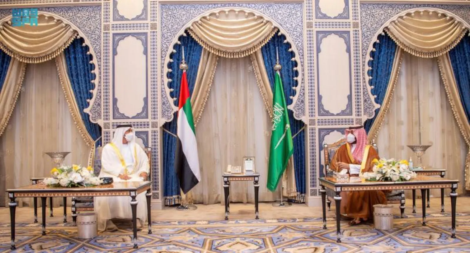 ولي العهد السعودي خلال اجتماعه مع ولي عهد أبوظبي في جدة (واس)
