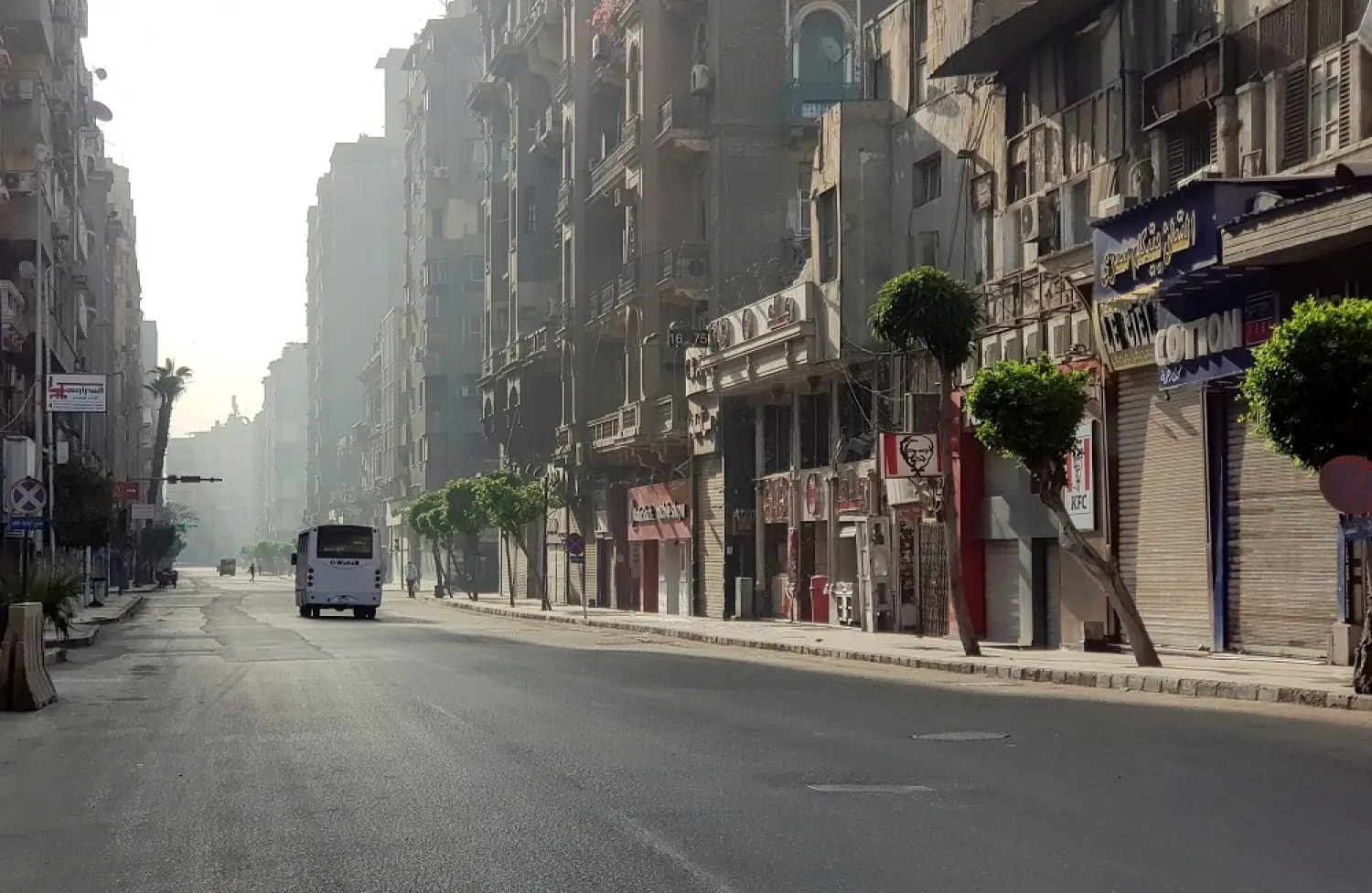 A general view of empty streets in downtown Cairo, amid the coronavirus disease (COVID-19) outbreak, during the traditional spring holiday of “Shem al-Neseem”, in Cairo, Egypt, May 3, 2021. (Reuters)