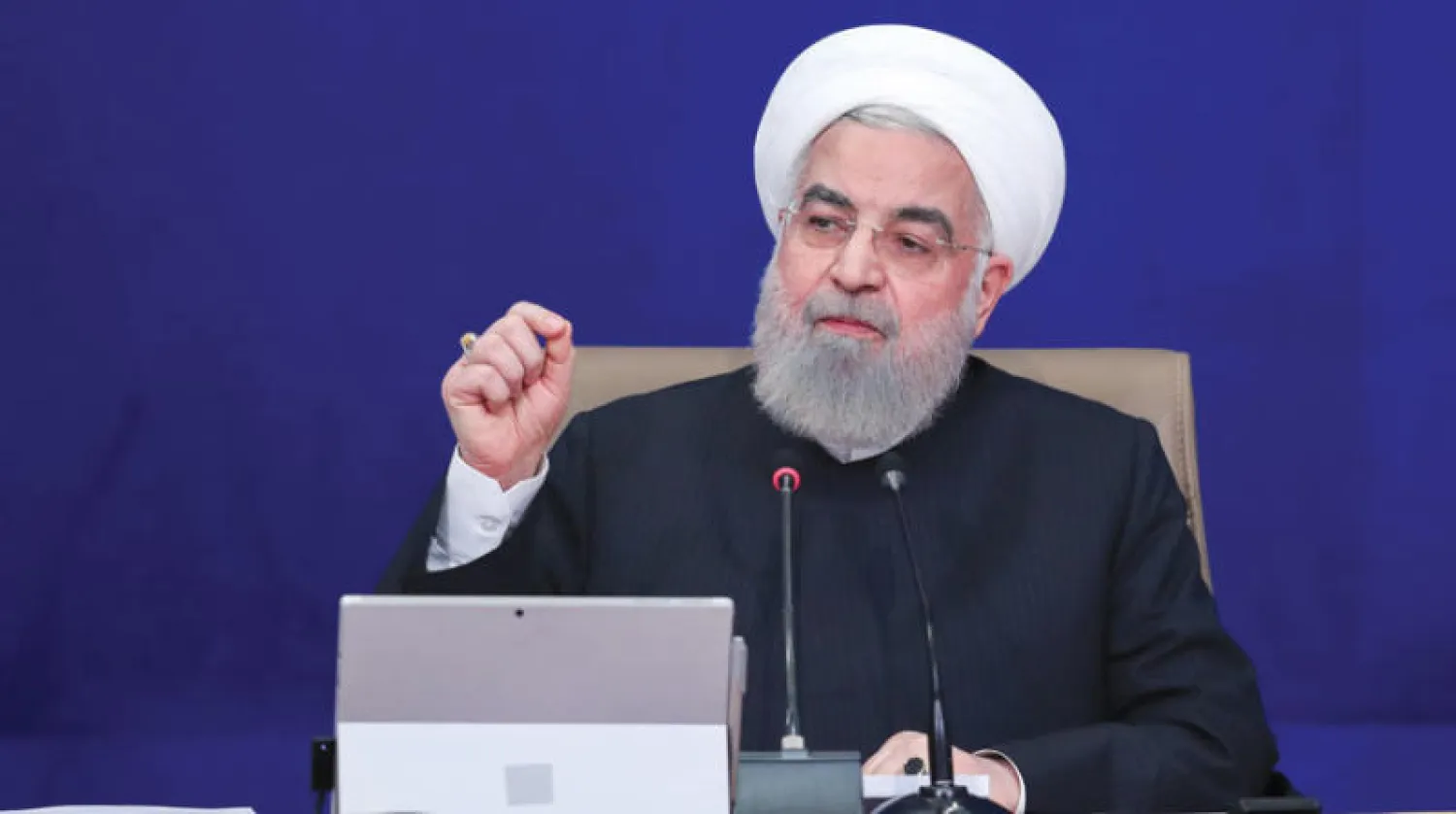 الرئيس الإيراني حسن روحاني يتحدث في الاجتماع الوزاري في طهران أمس (الرئاسة الإيرانية)