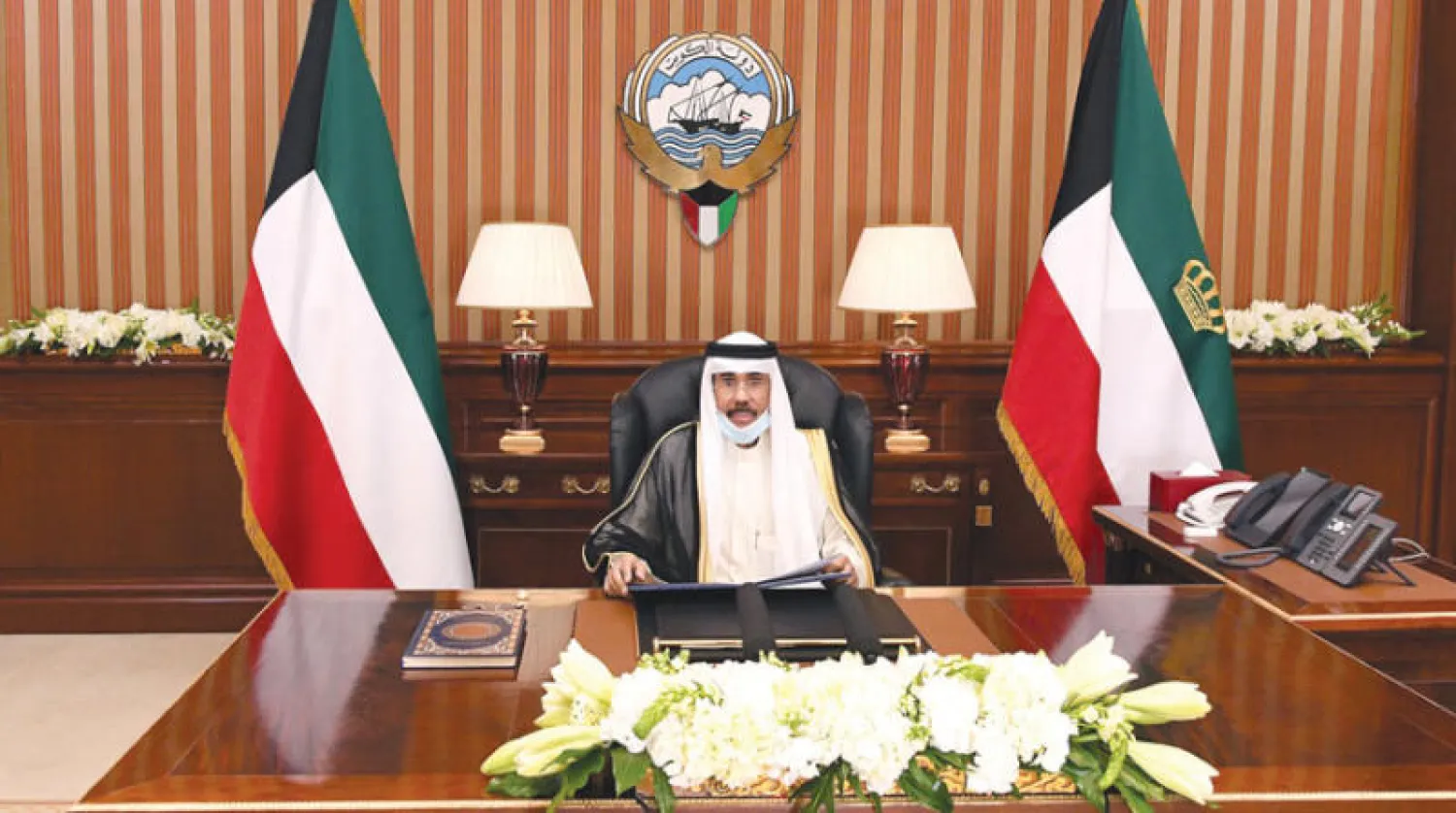أمير الكويت لدى إلقائه كلمة بمناسبة العشر الأواخر من رمضان (كونا)
