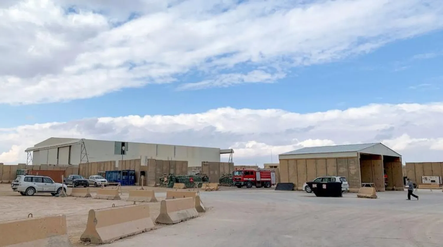 Buildings are seen during a press tour inside al-Asad military airbase in the western Iraqi province of Anbar, Jan. 13, 2020. (AFP)
