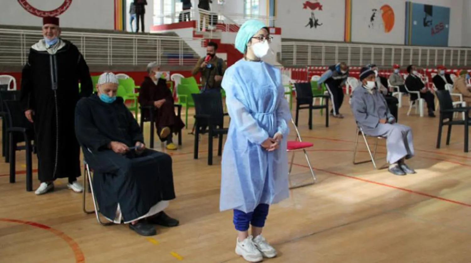 Elderly people waiting to receive a COVID-19 vaccine in Salé, adjacent to Rabat (Reuters) 
