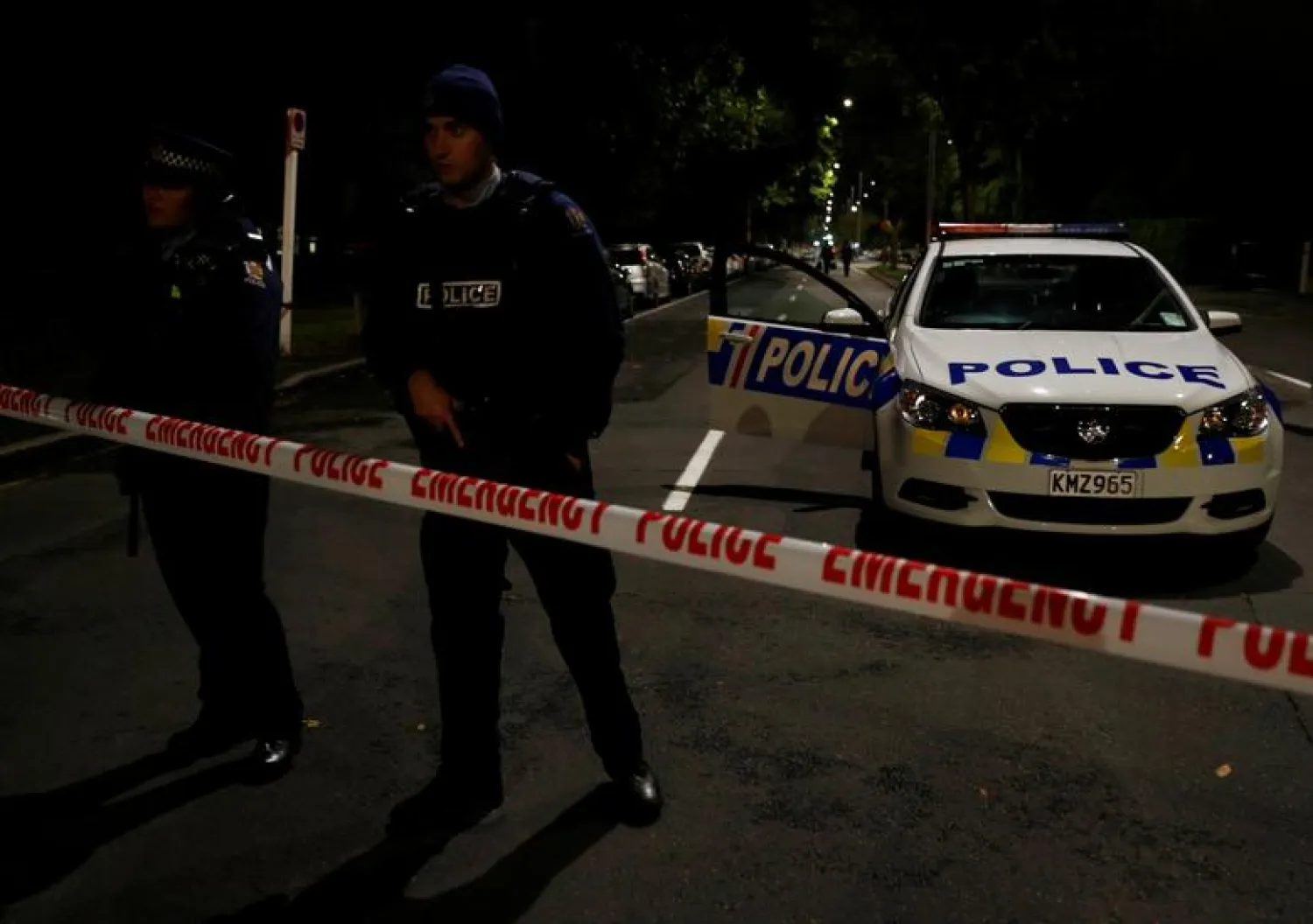 Armed police officers stand guard in a perimeter outside Al Noor mosque in Christchurch, New Zealand March 16, 2019. REUTERS/Edgar Su
