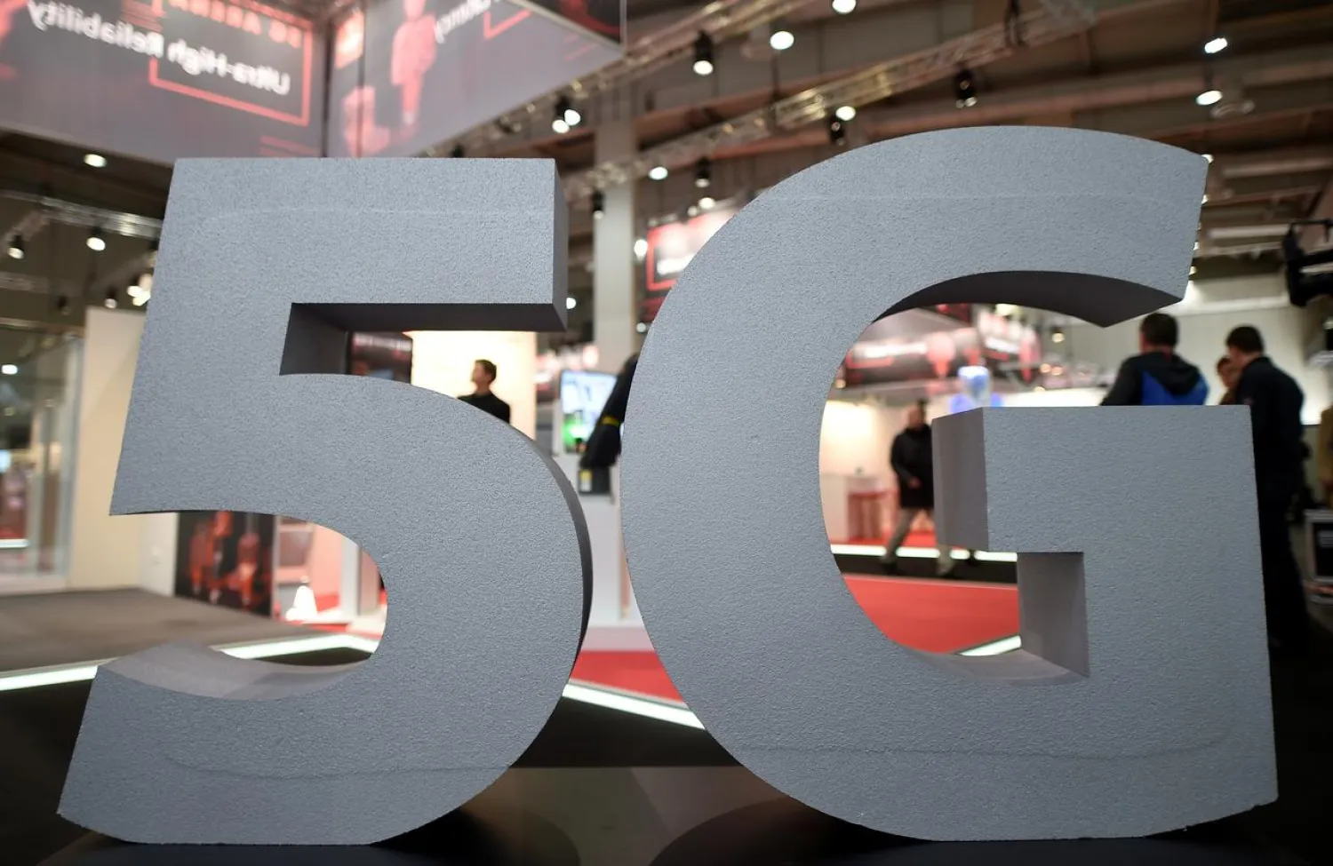 FILE PHOTO: A logo of the upcoming mobile standard 5G is pictured in Hanover, Germany March 31, 2019. REUTERS/Fabian Bimmer