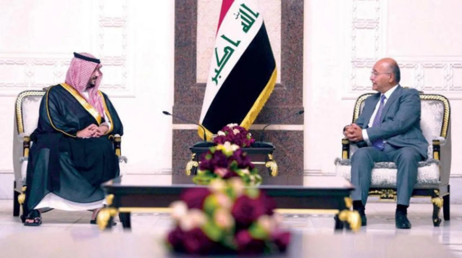 Irak Cumhurbaşkanı Berhem Salih dün (Salı) Halid bin Selman’ı kabul etti. (Irak Cumhurbaşkanlığı)