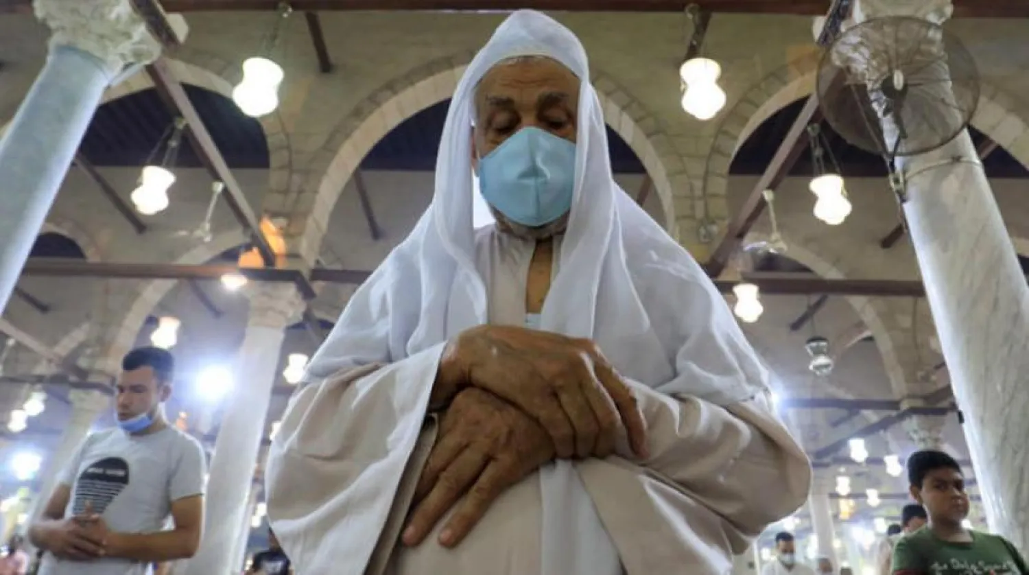 Worshipers performing Tarawih prayers in a mosque in Cairo last Saturday (Reuters) 
