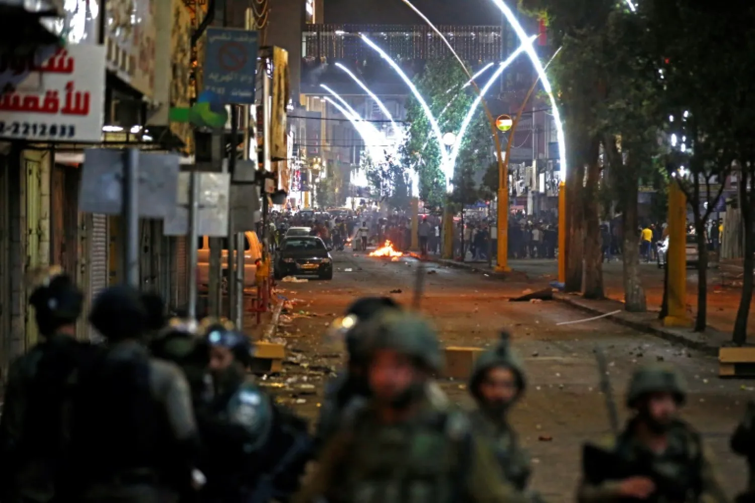 Israeli security forces deploy amid clashes with Palestinian demonstrators in Hebron in the occupied West Bank on May 12 - AFP