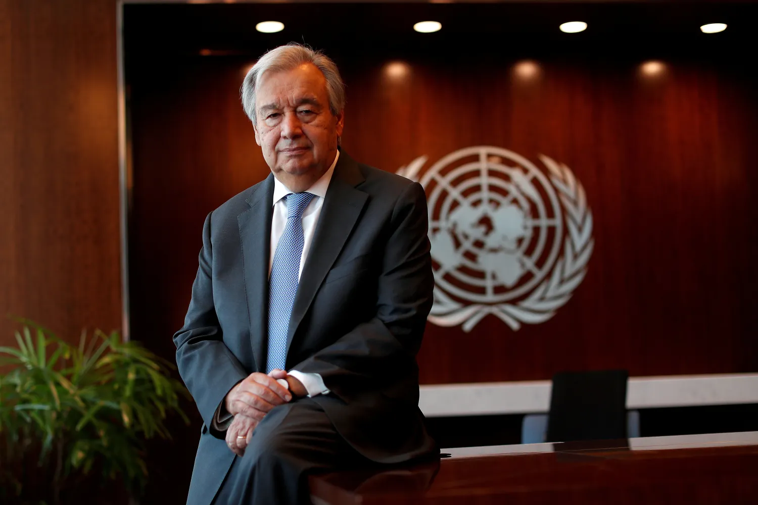 United Nations Secretary-General Antonio Guterres poses for a photograph during an interview with Reuters at UN headquarters in New York City, New York, US, September 14, 2020. REUTERS/Mike Segar/File Photo