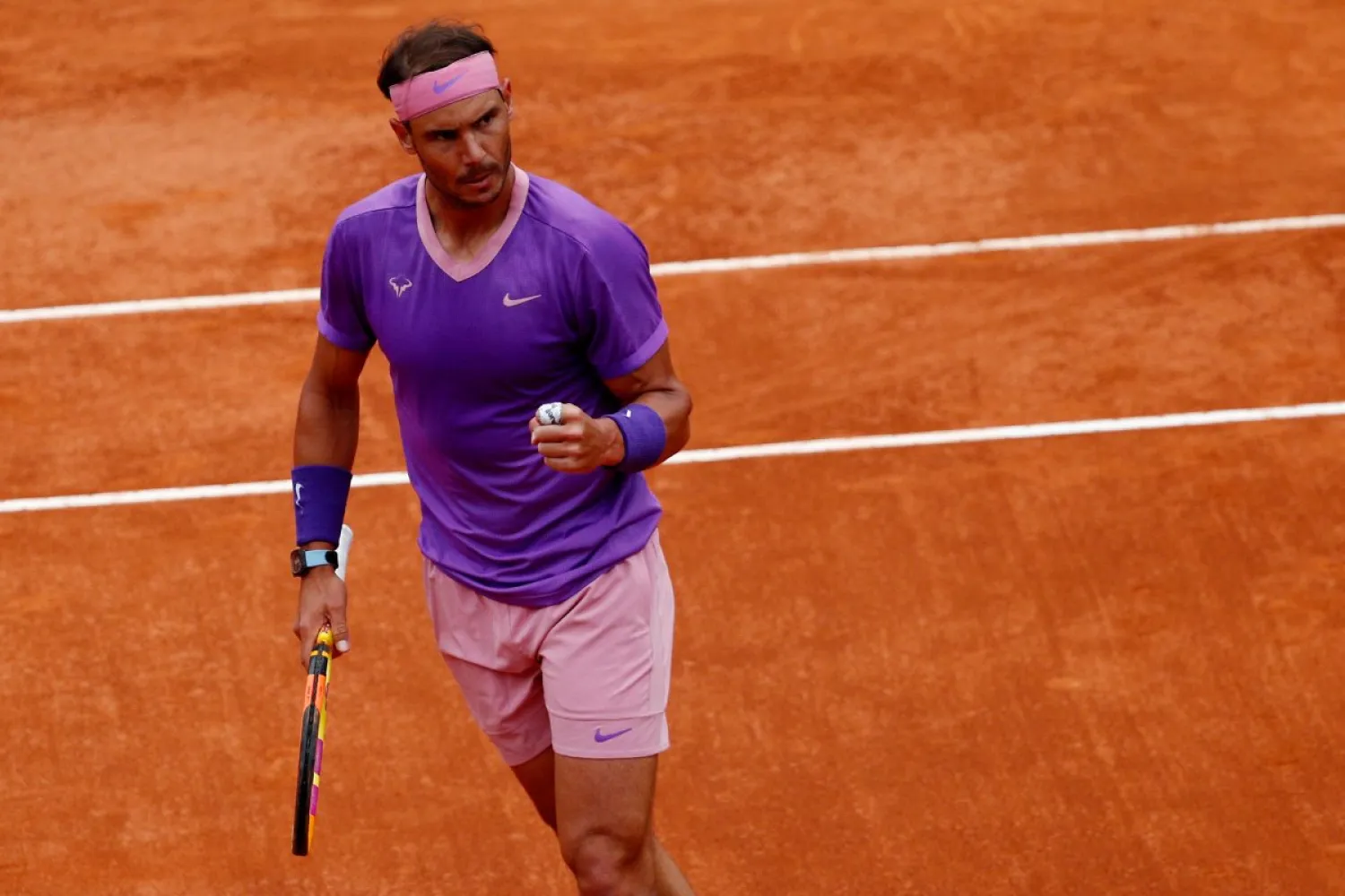 Tennis – ATP Masters 1000 – Italian Open – Foro Italico, Rome, Italy – May 16, 2021 Spain’s Rafael Nadal reacts during his final match against Serbia’s Novak Djokovic. REUTERS/Guglielmo Mangiapane