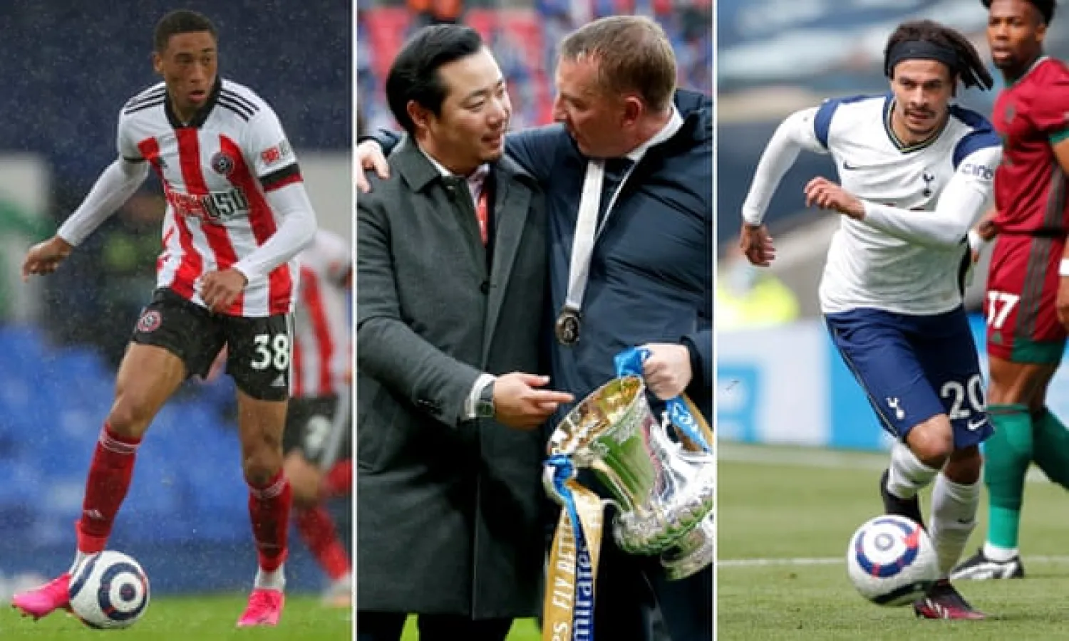 Daniel Jebbison; Top Srivaddhanaprabha and Brendan Rodgers; Dele Alli. Composite: Getty/PA/Rex

