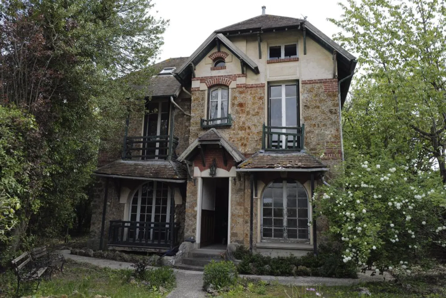 The 120 sq. meters (1,300 sq. feet) stone house where the
Nobel-winning scientist couple Marie Sklodowska-Curie and Pierre Curie
spent vacation and weekends from 1904-1906 in
Saint-Remy-les-Chevreuse, on the south-west outskirts of Paris,
France, Wednesday, May 12, 2021.  (AP Photo/Francois Mori)